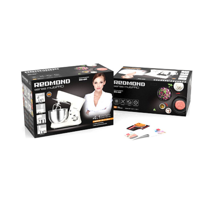 Кухонная машина, Redmond, RKM-4040, Бежевый,Максимальная мощность 1200 Вт, Количество скоростей работы 6,Напряжение 220-240 В, 50 Гц, Материал корпуса пластик