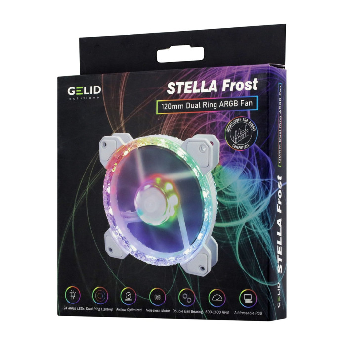 Fan for case,  12cm, GELID STELLA FROST, FN-STELLA-02, 500-1600rpm, 35dBA, 4pin, 70 CFM