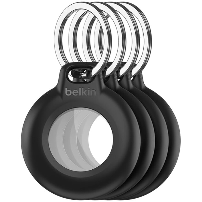 BELKIN Secure Holder - Airtag - Waterproof Keyring - 4 Pack, Black
