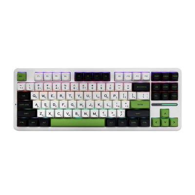 KeyBoard  Bluetooth, Aula F87 3in1, BT/wireless/Type-C, mechanical, white-black-green