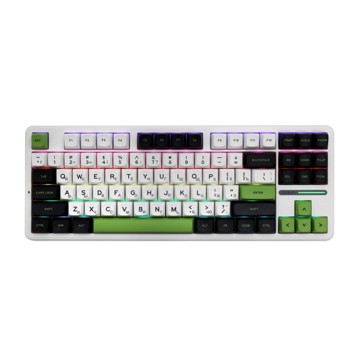 KeyBoard  Bluetooth, Aula F87 3in1, BT/wireless/Type-C, mechanical, white-black-green