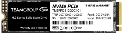 Твердотельный накопитель  512GB SSD TeamGroup MP33 PRO M.2 NVMe R3500Mb/s W3000MB/s TM8FPD512G0C101