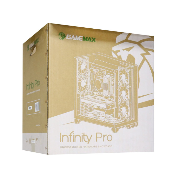 Case ATX midi tower GameMax, Infinity Pro WH, (без БП), white