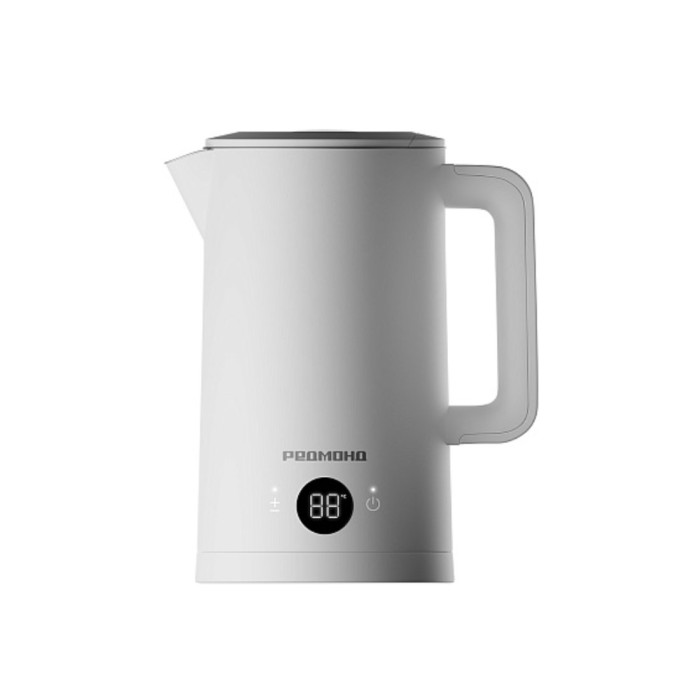 Чайник электрический, Редмонд, KM245, Объем 1.7л, Двойные стенки, Сенсорное управление, 5 температурных режимов, Дисплей, Поддержание температуры, Нержавеющая сталь, Мощность 1850-2200 Вт, Длина шнура 0.7м, Белый