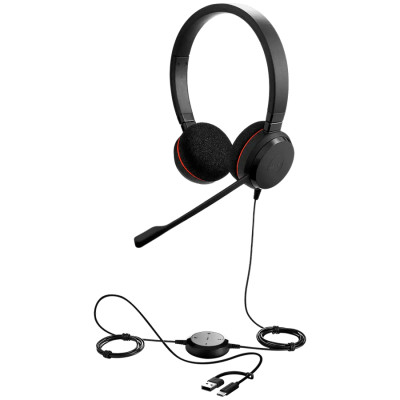 JABRA Evolve 20, Stereo UC, USB C/A adapter