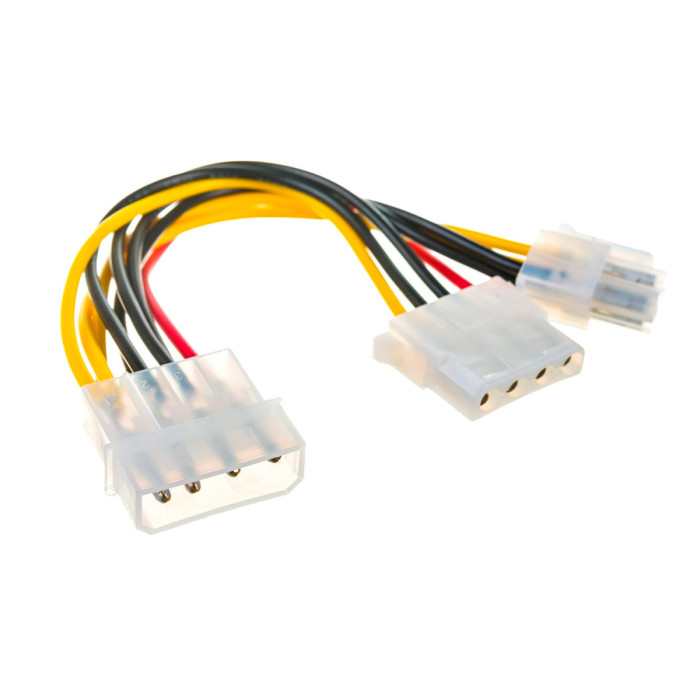 Cable converter for power supply Molex 4 pin -> Molex 4 pin + ATX 4 pin, Cablexpert CC-PSU-4, 0.15m