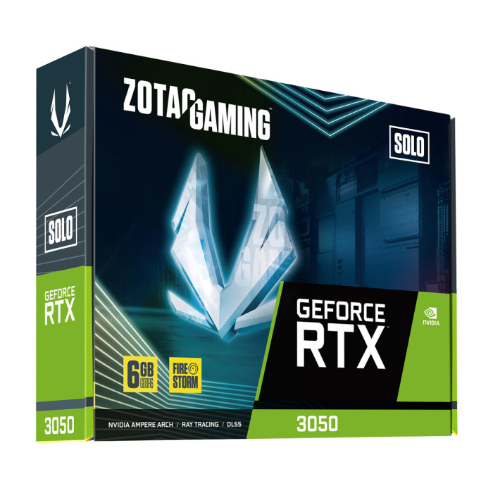 GPU NVIDIA, 6 GB, ZOTAC GAMING RTX 3050 SOLO [ZT-A30510G-10L], HDMI/3DP, GDDR6/96-bit