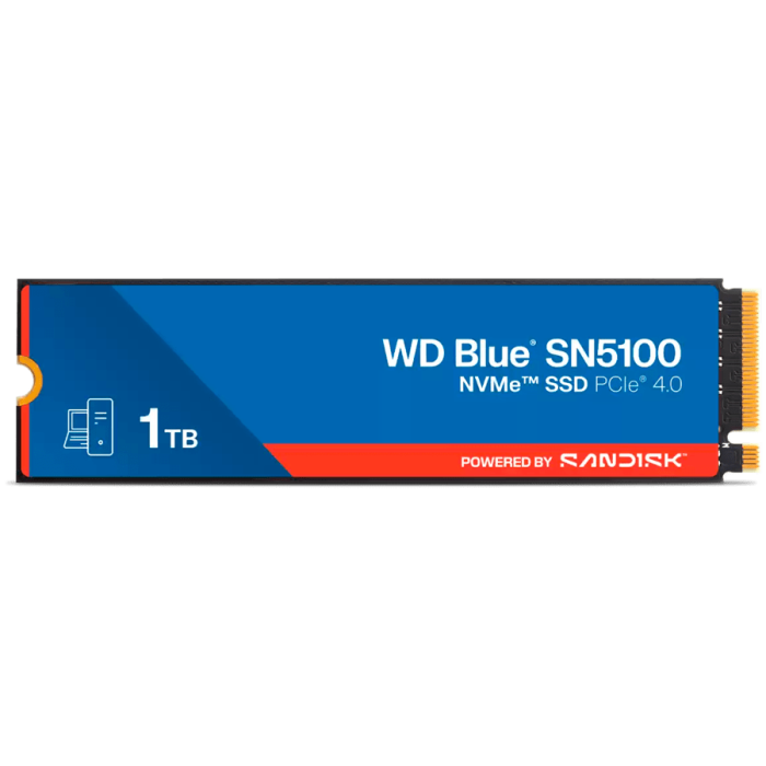 SSD POWERED BY SANDISK WD Blue SN5100 1TB M.2 2280 PCIe Gen4 x4 NVMe QLC 3D, Read/Write: 7100/6700 MBps, IOPS 1000K/1300K, TBW: 600