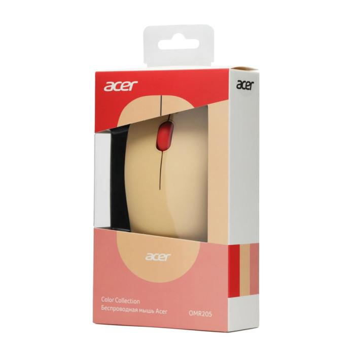 Mouse Acer OMR205, Wireless, Optical 1200 dpi, 3 button, 1AA, USB, Pink/beige