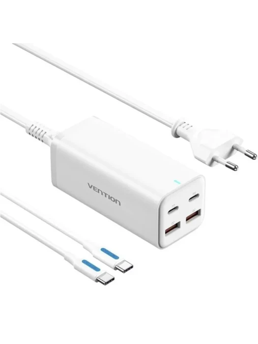 Зарядный блок Vention FBSWG-EU <4-Port USB (C + C + A + A) GaN Charger (100W/100W/18W/18W) EU-Plug>