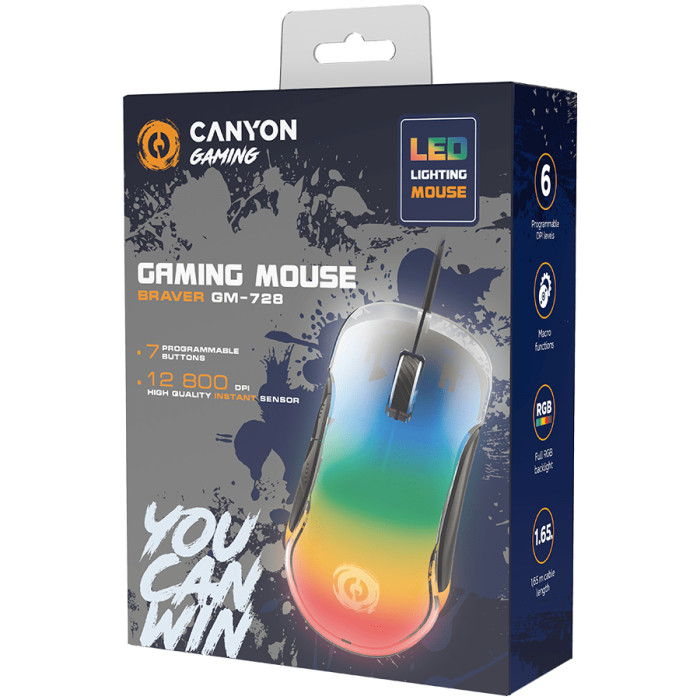 CANYON mouse Braver GM-728 LED Crystal 7buttons Wired Black