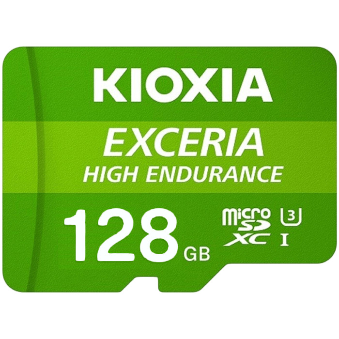 KIOXIA LMHE1G128GG2; 128GB microSD KIOXIA Exceria High Endurance (M303E) UHS I U3 with adapter