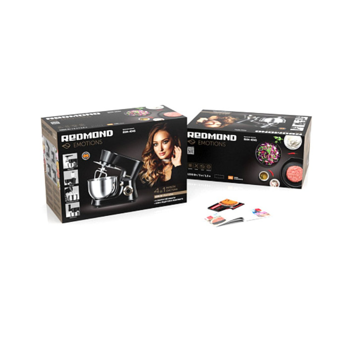 Кухонная машина, Redmond, RKM-4045, Черный,Максимальная мощность 1200 Вт,Количество скоростей работы 6 , Номинальная мощность 800 Вт,Съемный блок мясорубки да,Напряжение 220-240 В, 50 Гц