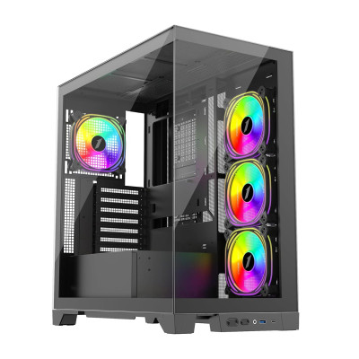 Case ATX midi tower 1stPlayer, Miku Mi8, Tempered Glass, (без БП), black