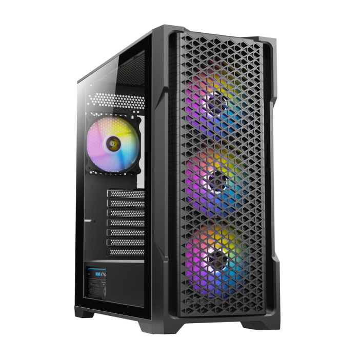 Case ATX midi tower Antec, AX90, AX90V75, 1*120 ARGB+3*120 ARGB fan, (Atom 750W), black