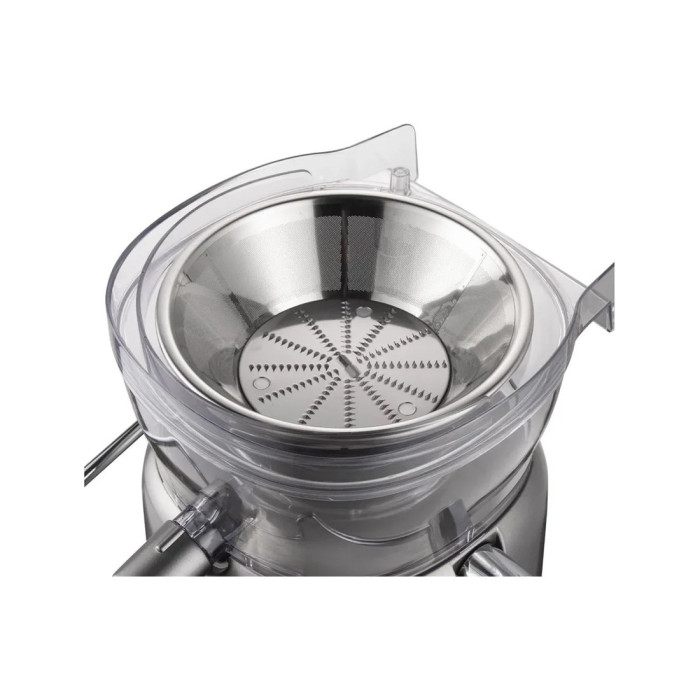 Соковыжималка центробежная, Redmond, J1402, Скорость работы 16000 об/мин, Диаметр загрузочного отверстия 84 мм, Уровень шума 82 дБ, Импульсный режим, Мощность 1040 Вт, Длина шнура 1м, Серый