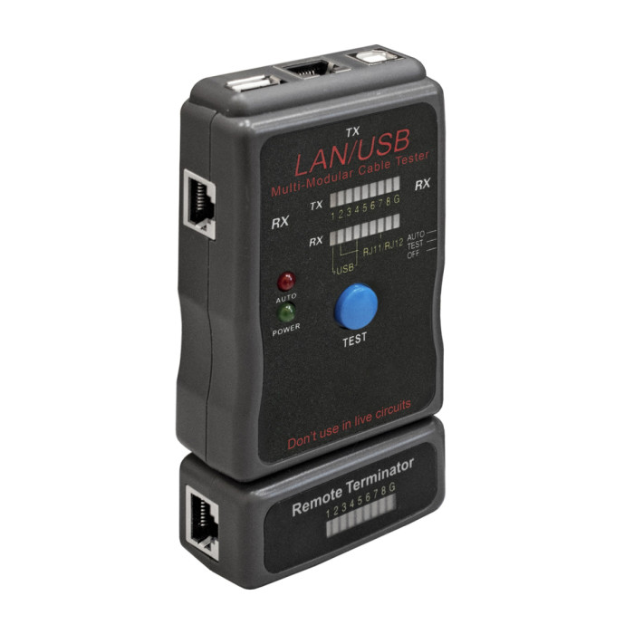 Тестер сетевого кабеля ExeGate EX-T5448, RJ-45/RJ-11/RJ-12/USB