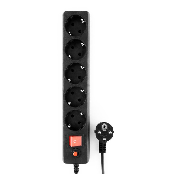 Сетевой фильтр Гарнизон, 1.4м, ECL-5-B-1.4, 5 розеток, black