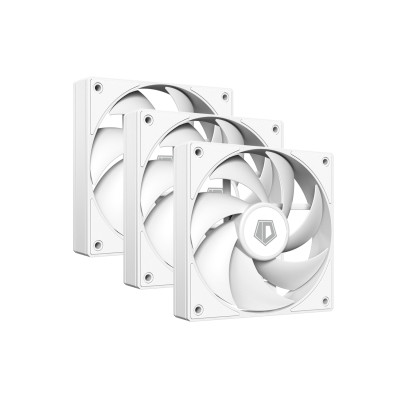 Fan kit for case, 12cm x 3, ID-Cooling, AF-125-W TRIO, 500-2000rpm, 78.25CFM, 29.82dBA, white, 4pin