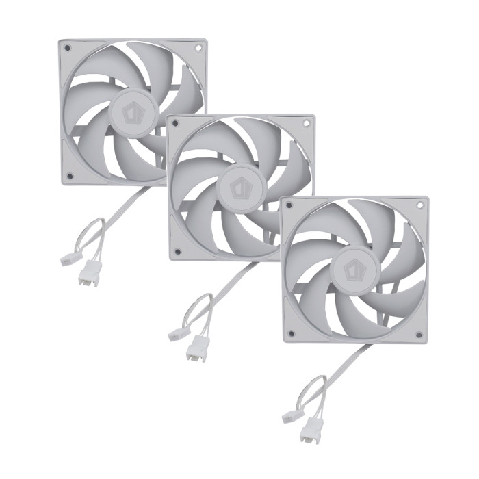 Fan kit for case, 12cm x 3, ID-Cooling, AF-125-W TRIO, 500-2000rpm, 78.25CFM, 29.82dBA, white, 4pin