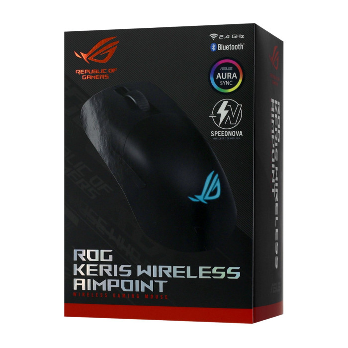 Mouse ASUS P709 ROG KERIS WIRELESS AIMPOINT, Wireless, BT 5.0/2.4GHz, Optical 36000 dpi, USB, black