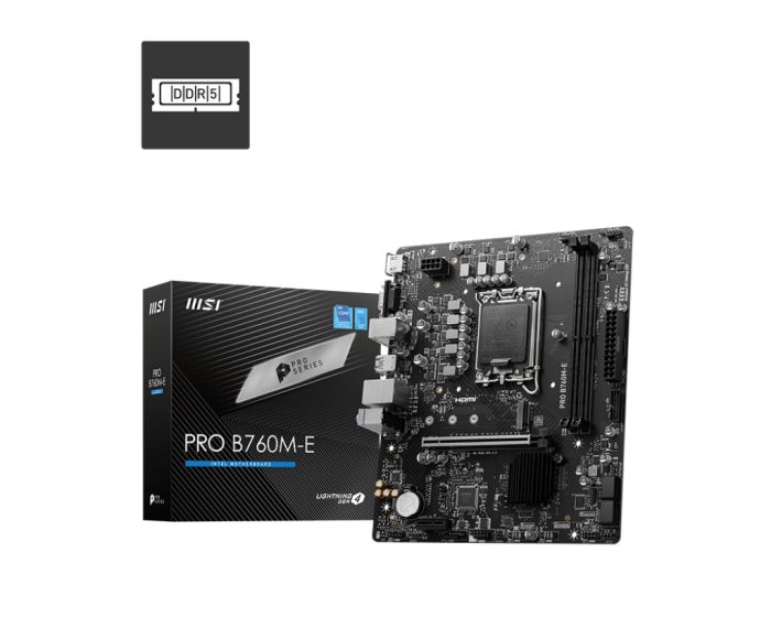 Материнская плата MSI PRO B760M-E LGA1700 2xDDR5 4xSATA3 M.2 VGA HDMI mATX