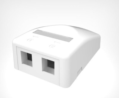 Surface mount box, 2 port, Keystone (for modular jack RJ45 KJ/KJX-6A-series), empty, pro white, SMB-2P-KJ-266