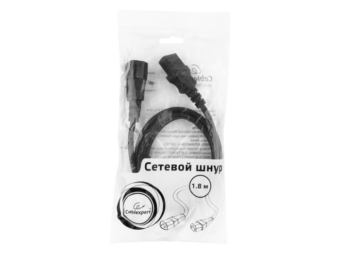 Cable power, Cablexpert PC-189, C13 - C14, системный блок/монитор - ИБП, 1.8м,  black