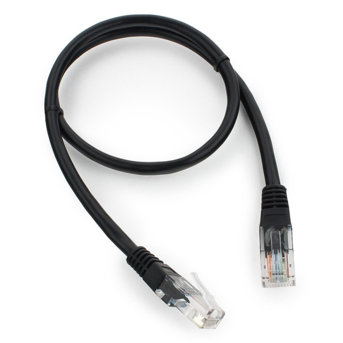 Cable  Patch cord  UTP 5e-Cat  0.5 m Cablexpert PP12-0.5M/BK, черный