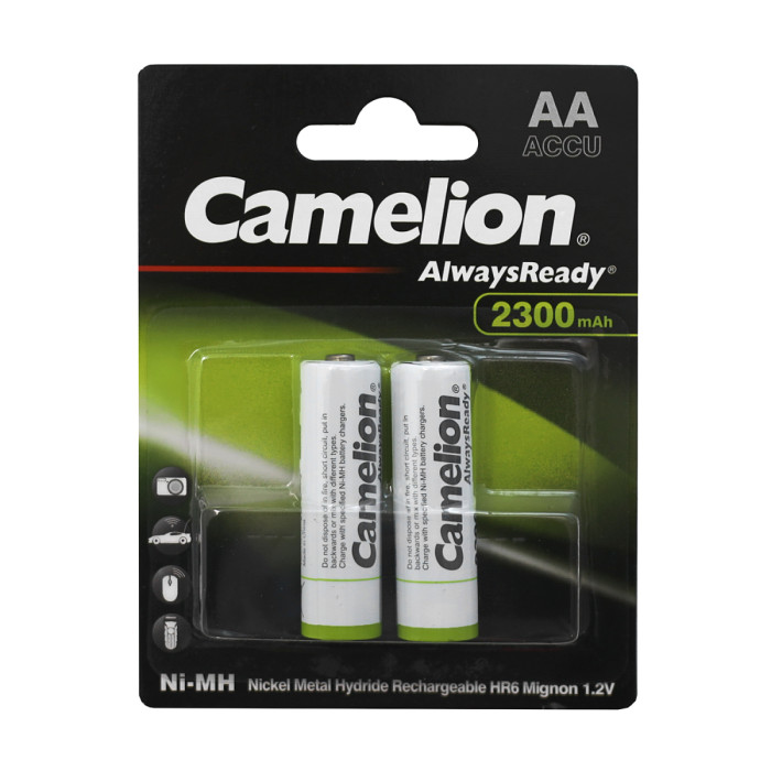 Аккумуляторы Camelion AA, AlwaysReady NiMH, 2300mAh/1.2V, комплект - 2 штуки