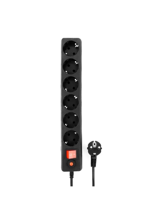 Сетевой фильтр Гарнизон, 1.8м, ECL-6-B-1.8, 6 розеток, black