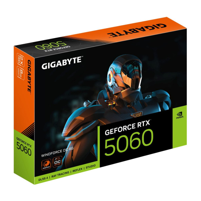 GPU NVIDIA, 8 GB, Gigabyte RTX 5060 WINDFORСE OC [GV-N5060WF2OC-8GD],HDMI/3DP,GDDR7/128bit