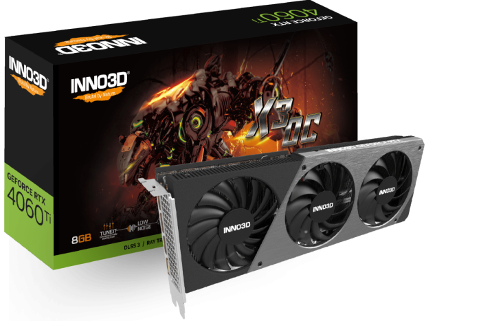 Видеокарта Inno3D GeForce RTX4060Ti 8GB X3 OC, 8G GDDR6 128-bit HDMI 3xDP N406T3-08D6X-171153L