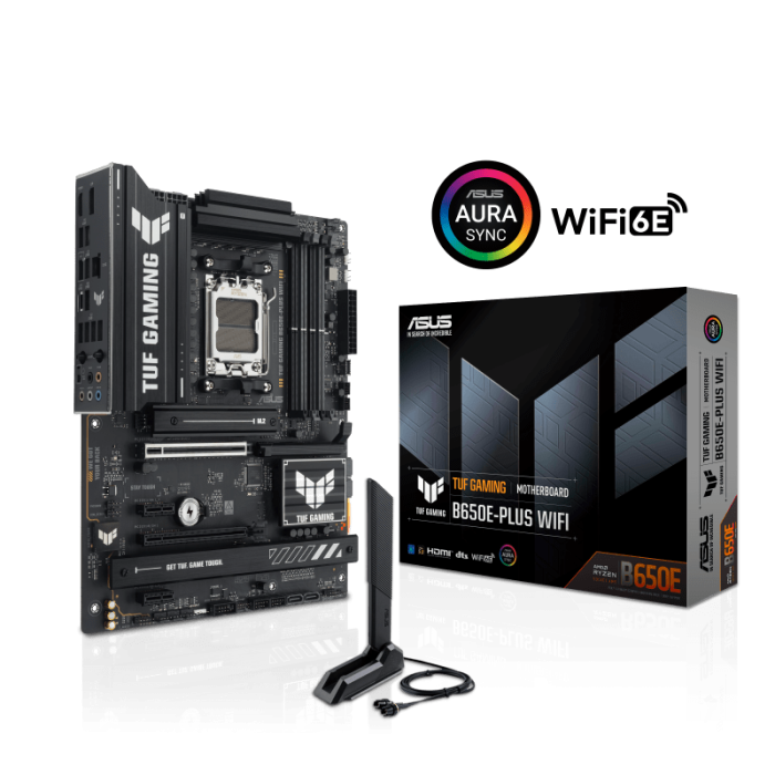 Материнская плата ASUS TUF GAMING B650E-PLUS WIFI AM5 4xDDR5 4xSATA3 RAID 3xM.2 DP HDMI USB-C ATX
