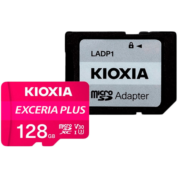 KIOXIA LMPL1M128GG2; 128GB microSD KIOXIA Exceria Plus (M303) UHS I U3 with adapter