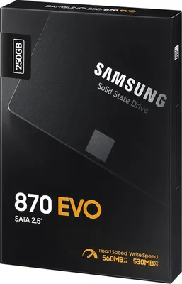 Твердотельный накопитель SSD Samsung 870 EVO (MZ-77E250B/EU) [250 ГБ, 2.5" SATA III, чтение: 560 МБ/с, запись: 530 МБ/с