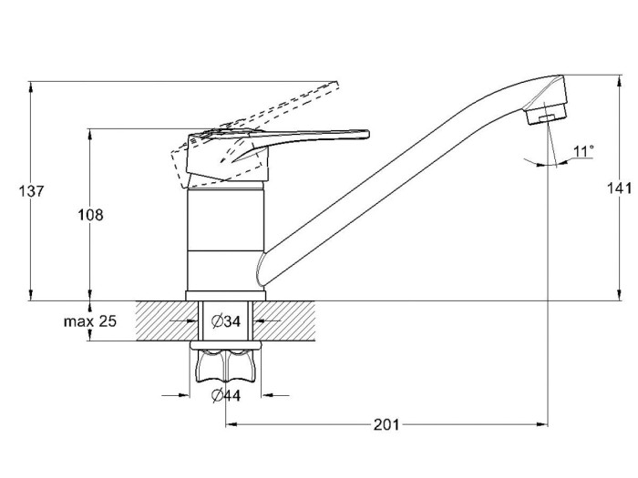 Смеситель для кухни D40-A, серия 350 ECONOCE