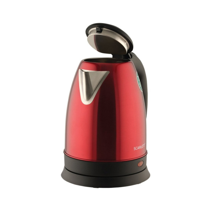 Чайник электрический, Scarlett, SC-EK21S76, Объем 2л, Скрытый нагревательный элемент, Металлический корпус, Длина шнура 0.6м, Мощность 1800 Вт, Красный