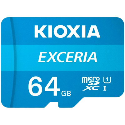 KIOXIA LMEX1L064GG2; 64GB microSD KIOXIA Exceria (M203) UHS I U1 with adapter