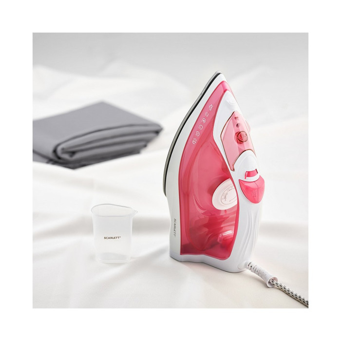 Утюг, Scarlett, SC-SI30K56, Мощность 2400 Вт, Паровой удар 140 г/мин, Керамическая подошва KeramoPro, Система защиты от накипи ANTI-CALC, Система защиты от капли ANTI-DRIP, Розовый