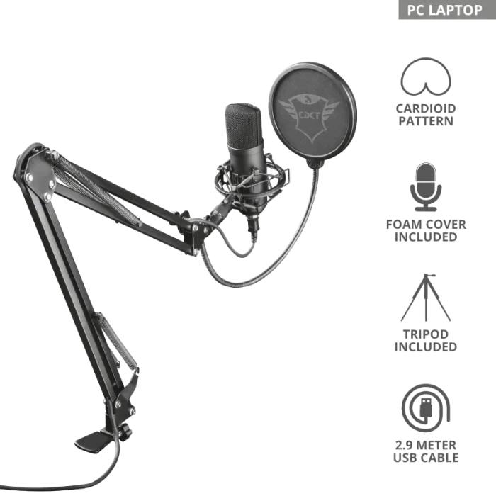 Студийный USB-микрофон Trust GXT 252 EMITA PLUS STREAMING MICROPHONE