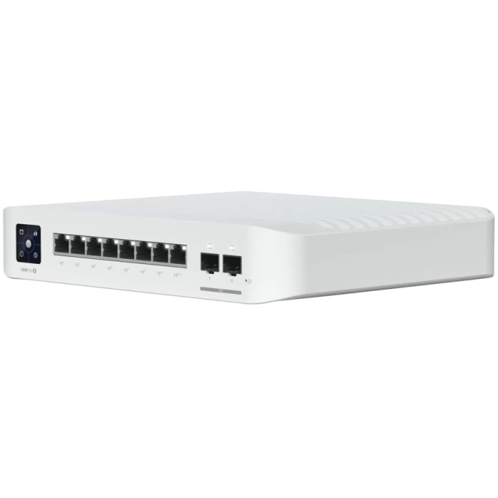 Ubiquiti USW-Pro-8-PoE-EU An 8-port, Layer 3 switch with PoE+ and PoE++ output. Can power devices with up to 120W, with a power consumption of 30W (Excluding PoE output)