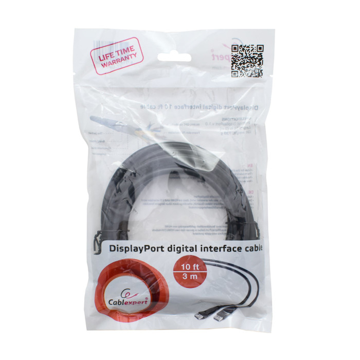 Cable SVGA, DisplayPort to DisplayPort, 3м, Cablexpert CC-DP-10, black