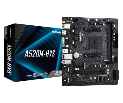 Материнская плата ASRock A520M-HVS AM4 2xDDR4 1xUM.2 4xSATA3 M.2 D-Sub HDMI mATX