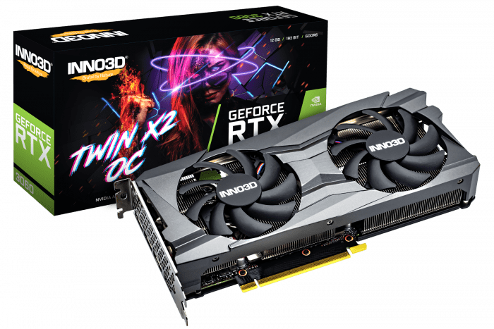 Видеокарта Inno3D GeForce RTX3060 12G Twin X2 OC GDDR6 192bit HDMI 3xDP N30602-12D6X-11902120H