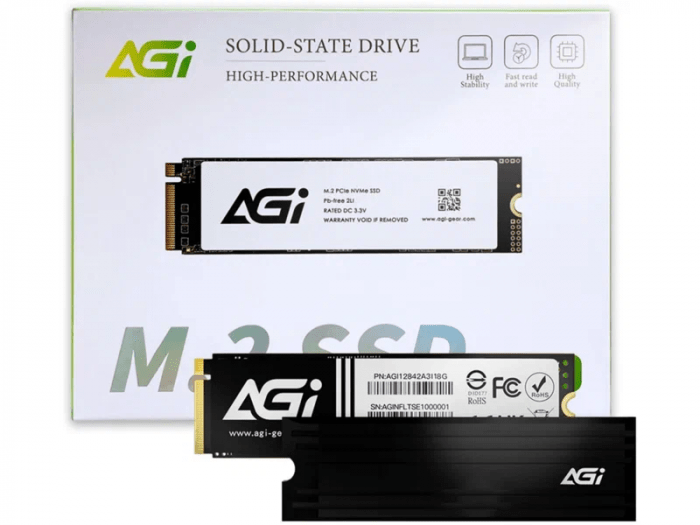 Твердотельный накопитель AGI AI828 1Tb, M.2 2280, PCIe 4.0 x4, NVMe, M.2, Read 7400/Write 5200 Mb/s, AGI1T0G44AI828-CB