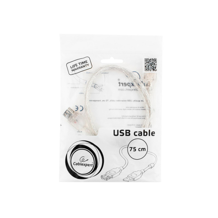 Cable USB (удлинитель) Type Am- Af, 0.75m, Cablexpert CCF-USB2-AMAF-TR-0.75M, USB 2.0