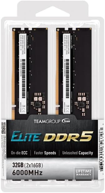 Оперативная память 32GB Kit (2x16GB) 6000MHz DDR5 Team Group ELITE PC5-48000 CL48 TED532G6000C48DC01
