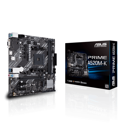Материнская плата ASUS PRIME A520M-K AMD A520 AM4 2xDDR4 4xSATA3 RAID M.2 D-Sub HDMI mATX