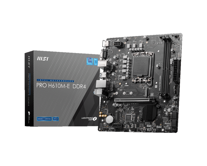 Материнская плата MSI PRO H610M-E DDR4 LGA1700 H610 2xDDR4 4xSATA3 M.2 VGA HDMI mATX + WinH11